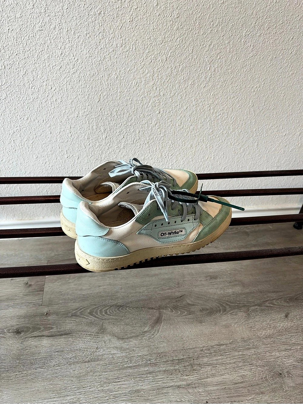 Off-White Out Of Office Low-Top Sneakers in Green & Blue
